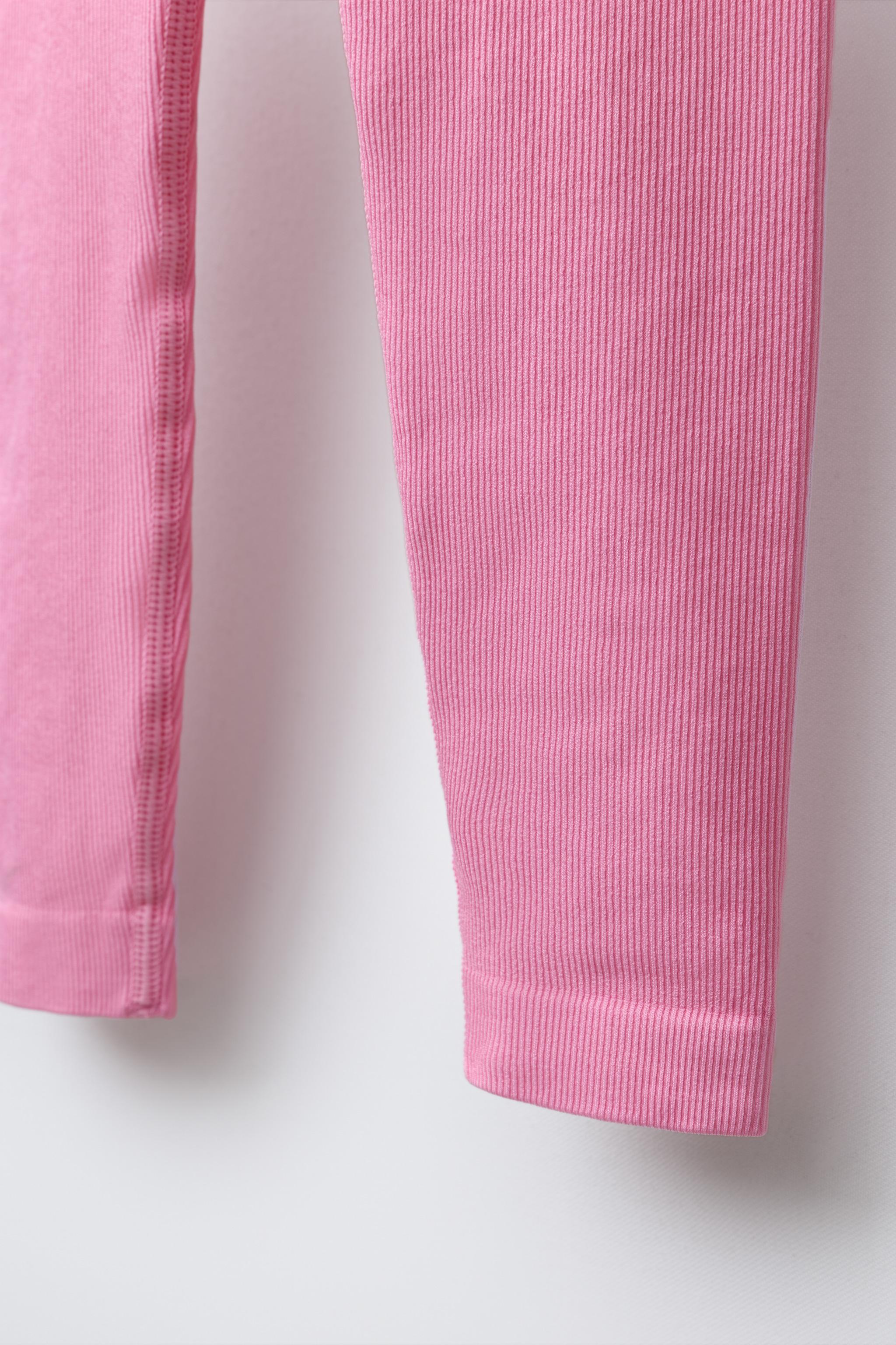 EMBOSSED TEXT RIBBED THERMAL LEGGINGS